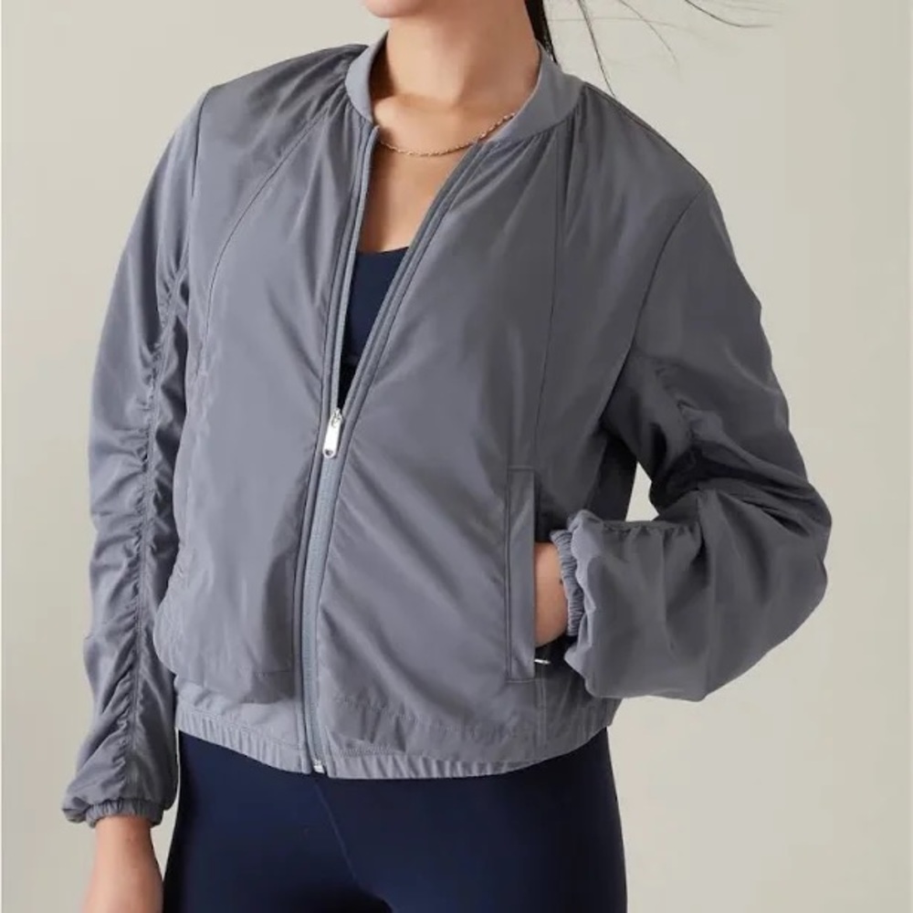 NWT Athleta Wayfarer Bomber Jacket—Size Medium in Coastline Blue